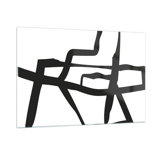 Obraz na szkle - Czarno-biała konstrukcja - 120x80cm - Kreska Czarno-Biały Abstrakcjonizm - Nowoczesny szklany obraz na ścianę do salonu do sypialni ARTTOR ARTTOR