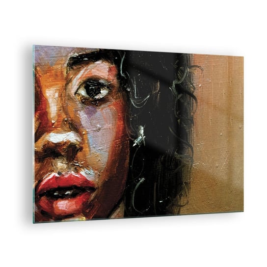 Obraz na szkle - Czerń i blask - 70x50cm - Portret Kobiety Kobieta Afroamerykanka - Nowoczesny szklany obraz do salonu do sypialni ARTTOR ARTTOR