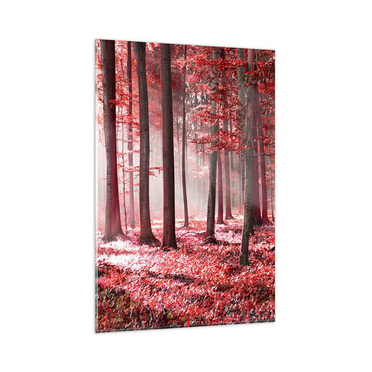 Obraz na szkle - Czerwony równie piękny - 80x120cm - Krajobraz Las Drzewa - Nowoczesny szklany obraz na ścianę do salonu do sypialni ARTTOR ARTTOR