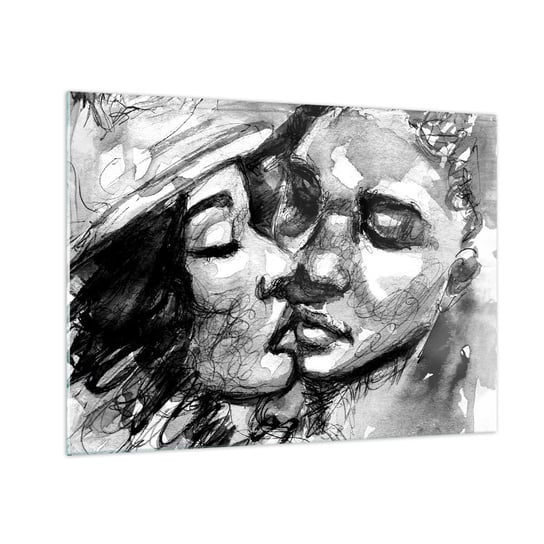 Obraz na szkle - Czuła chwila - 70x50cm - Całusy Miłość Zakochani - Nowoczesny szklany obraz do salonu do sypialni ARTTOR ARTTOR