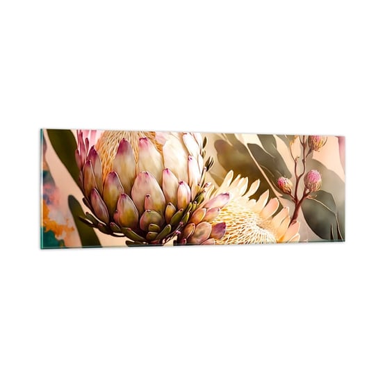 Obraz na szkle - Czule objęte - 90x30cm - Kwiaty Rośliny Botanika - Nowoczesny szklany obraz do salonu do sypialni ARTTOR ARTTOR