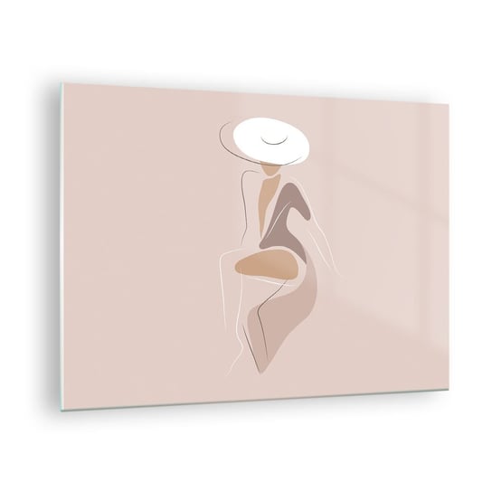 Obraz na szkle - Damą być - 70x50cm - Grafika Kobieta Kobieta W Kapeluszu - Nowoczesny szklany obraz do salonu do sypialni ARTTOR ARTTOR