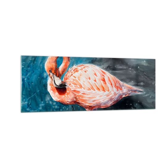 Obraz na szkle - Dekoracyjny z natury - 140x50cm - Flaming Ptak Natura - Nowoczesny szklany obraz do salonu do sypialni ARTTOR ARTTOR