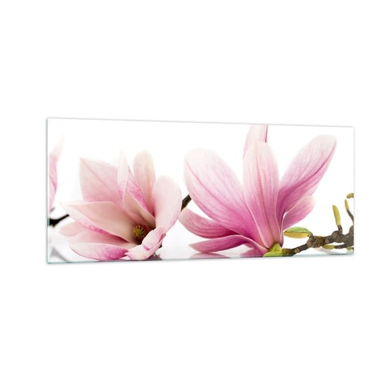 Obraz na szkle - Delikatne jak powiew wiosny - 100x40cm - Kwiat Magnolia Natura - Nowoczesny foto szklany obraz do salonu do sypialni ARTTOR ARTTOR