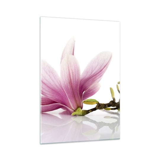 Obraz na szkle - Delikatne jak powiew wiosny - 50x70cm - Kwiat Magnolia Natura - Nowoczesny szklany obraz do salonu do sypialni ARTTOR ARTTOR