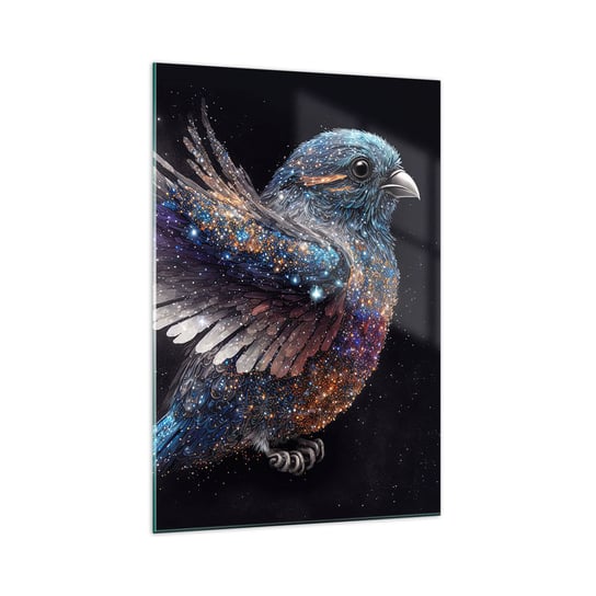 Obraz na szkle - Diamentowy wróbel - 70x100cm - Ptak Magiczny Kosmos - Nowoczesny foto szklany obraz do salonu do sypialni ARTTOR ARTTOR