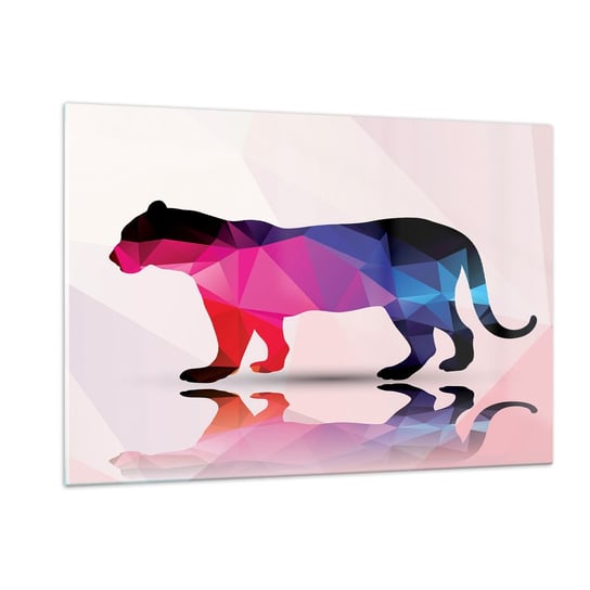 Obraz na szkle - Dimentowa pantera - 120x80cm - Zwierzęta Pantera Figura Geometryczna - Nowoczesny szklany obraz na ścianę do salonu do sypialni ARTTOR ARTTOR