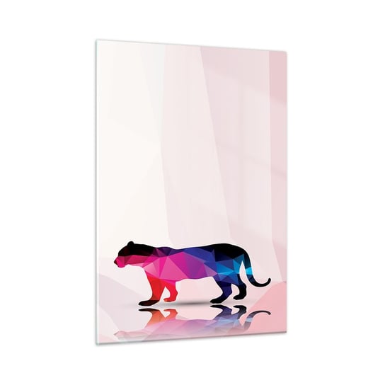 Obraz na szkle - Dimentowa pantera - 50x70cm - Zwierzęta Pantera Figura Geometryczna - Nowoczesny szklany obraz do salonu do sypialni ARTTOR ARTTOR