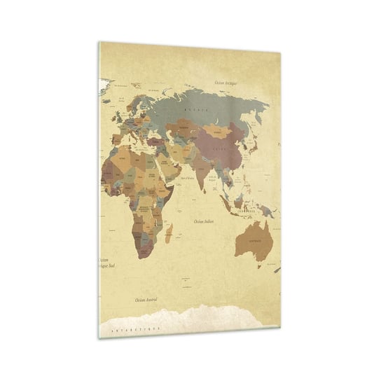Obraz na szkle - Dla ciebie - cały świat - 70x100cm - Mapa Świata Kontynenty Podróże - Nowoczesny foto szklany obraz do salonu do sypialni ARTTOR ARTTOR