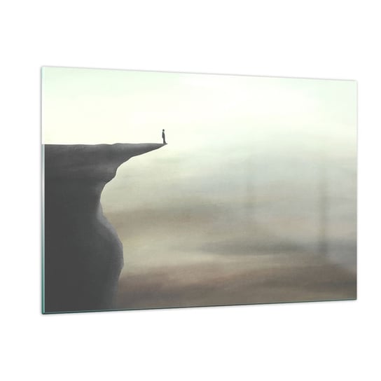 Obraz na szkle - Do góry, oczywiście! - 120x80cm - Klif Natura Turysta - Nowoczesny szklany obraz na ścianę do salonu do sypialni ARTTOR ARTTOR
