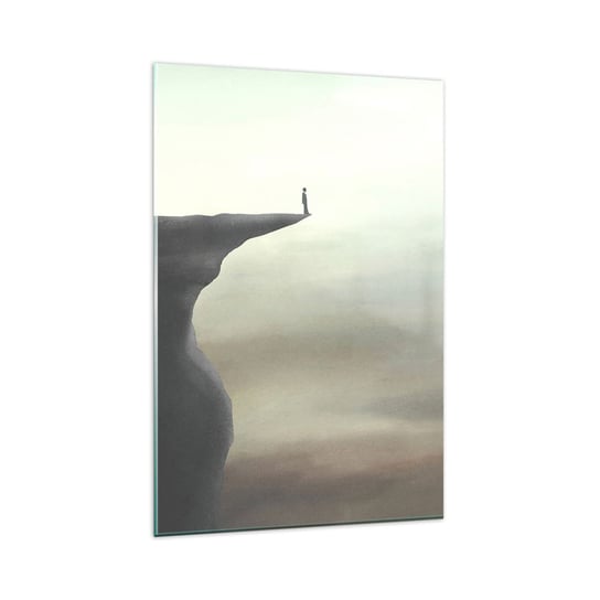 Obraz na szkle - Do góry, oczywiście! - 80x120cm - Klif Natura Turysta - Nowoczesny szklany obraz na ścianę do salonu do sypialni ARTTOR ARTTOR