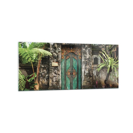 Obraz na szkle - Drzwi do egzotycznego świata - 120x50cm - Drzwi Z Ornamentem Architektura Tajemnica - Nowoczesny szklany obraz na ścianę do salonu do sypialni ARTTOR ARTTOR