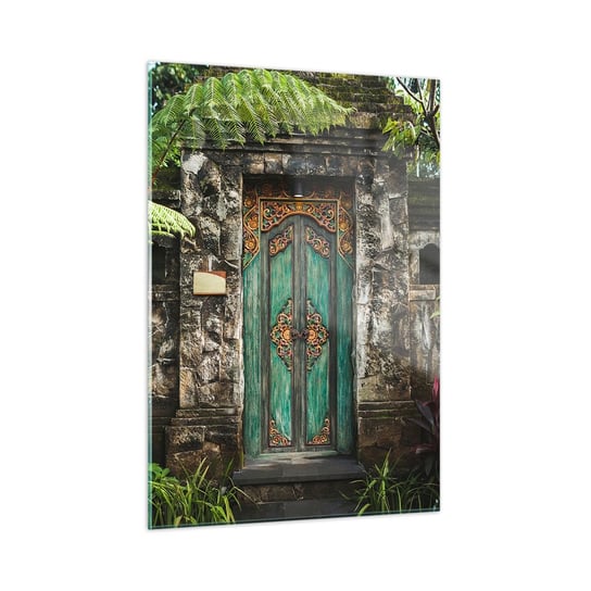 Obraz na szkle - Drzwi do egzotycznego świata - 50x70cm - Drzwi Z Ornamentem Architektura Tajemnica - Nowoczesny szklany obraz do salonu do sypialni ARTTOR ARTTOR