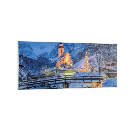 Obraz na szkle - Duch Świąt - 120x50cm - Krajobraz Górski Alpy Góry - Nowoczesny szklany obraz na ścianę do salonu do sypialni ARTTOR ARTTOR