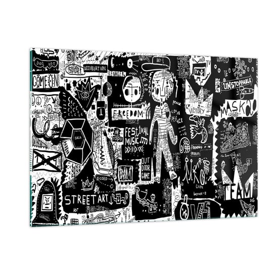 Obraz na szkle - Duchowej młodości prawa i radości - 120x80cm - Graffiti Sztuka Nowoczesny Wzór - Nowoczesny szklany obraz na ścianę do salonu do sypialni ARTTOR ARTTOR