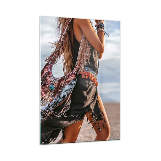 Obraz na szkle - Dziewczyna szamana - 50x70cm - Boho Moda Kobieta - Nowoczesny szklany obraz do salonu do sypialni ARTTOR ARTTOR