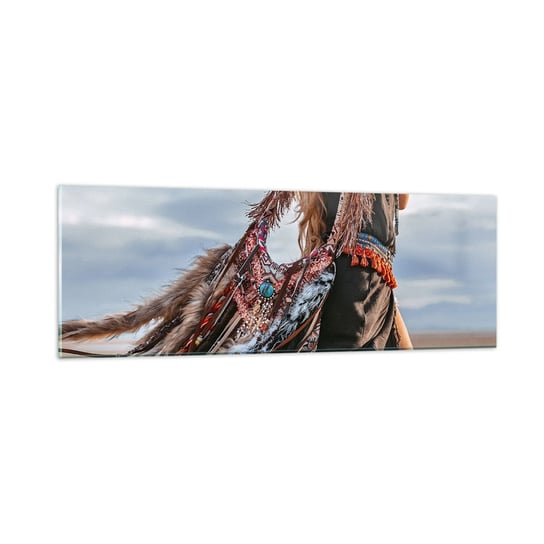 Obraz na szkle - Dziewczyna szamana - 90x30cm - Boho Moda Kobieta - Nowoczesny szklany obraz do salonu do sypialni ARTTOR ARTTOR