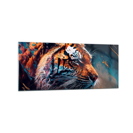 Obraz na szkle - Dzikie piękno - 120x50cm - Tygrys Kolorowy Zwierzę - Nowoczesny szklany obraz na ścianę do salonu do sypialni ARTTOR ARTTOR