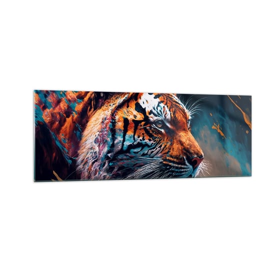Obraz na szkle - Dzikie piękno - 140x50cm - Tygrys Kolorowy Zwierzę - Nowoczesny szklany obraz do salonu do sypialni ARTTOR ARTTOR