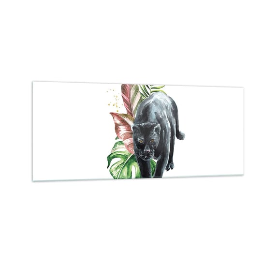 Obraz na szkle - Dzikość serca - 100x40cm - Czarna Pantera Zwierzęta Natura - Nowoczesny foto szklany obraz do salonu do sypialni ARTTOR ARTTOR