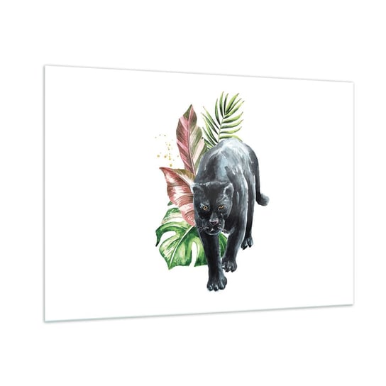 Obraz na szkle - Dzikość serca - 100x70cm - Czarna Pantera Zwierzęta Natura - Nowoczesny foto szklany obraz do salonu do sypialni ARTTOR ARTTOR