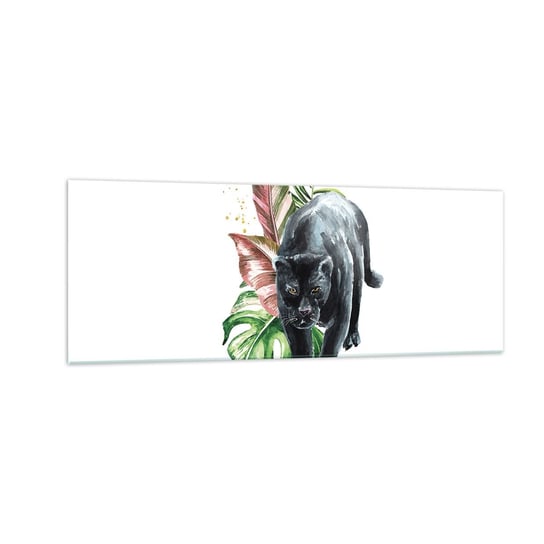 Obraz na szkle - Dzikość serca - 140x50cm - Czarna Pantera Zwierzęta Natura - Nowoczesny szklany obraz do salonu do sypialni ARTTOR ARTTOR