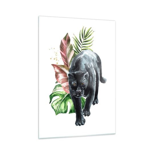 Obraz na szkle - Dzikość serca - 50x70cm - Czarna Pantera Zwierzęta Natura - Nowoczesny szklany obraz do salonu do sypialni ARTTOR ARTTOR