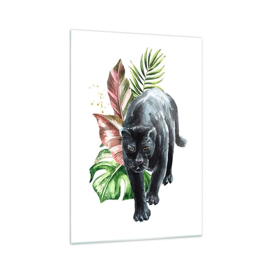 Obraz na szkle - Dzikość serca - 70x100cm - Czarna Pantera Zwierzęta Natura - Nowoczesny foto szklany obraz do salonu do sypialni ARTTOR ARTTOR