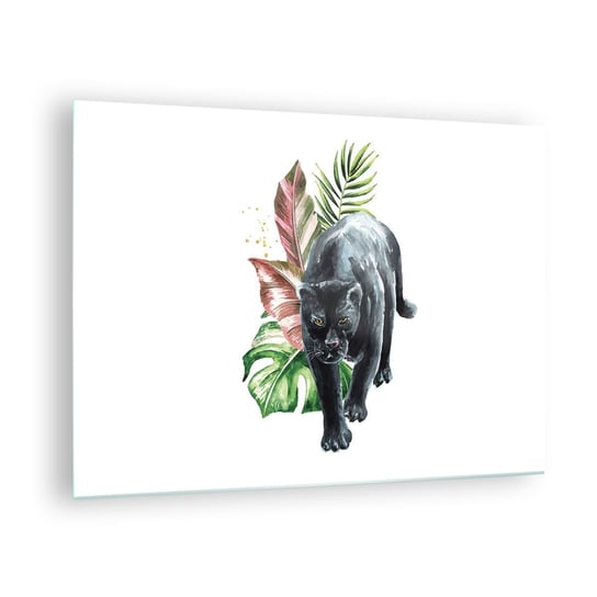 Obraz na szkle - Dzikość serca - 70x50cm - Czarna Pantera Zwierzęta Natura - Nowoczesny szklany obraz do salonu do sypialni ARTTOR ARTTOR