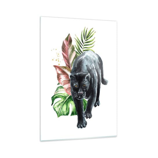 Obraz na szkle - Dzikość serca - 80x120cm - Czarna Pantera Zwierzęta Natura - Nowoczesny szklany obraz na ścianę do salonu do sypialni ARTTOR ARTTOR