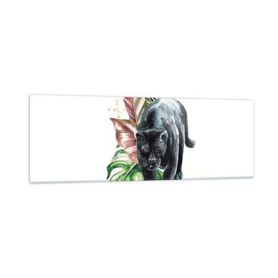 Obraz na szkle - Dzikość serca - 90x30cm - Czarna Pantera Zwierzęta Natura - Nowoczesny szklany obraz do salonu do sypialni ARTTOR ARTTOR