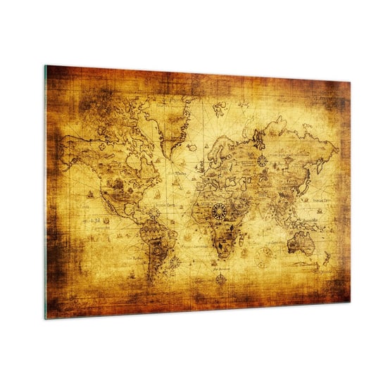 Obraz na szkle - Dziwny jest ten świat - 100x70cm - Mapa Świata Kontynenty Vinatge - Nowoczesny foto szklany obraz do salonu do sypialni ARTTOR ARTTOR