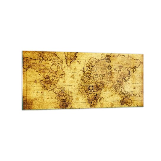 Obraz na szkle - Dziwny jest ten świat - 120x50cm - Mapa Świata Kontynenty Vinatge - Nowoczesny szklany obraz na ścianę do salonu do sypialni ARTTOR ARTTOR