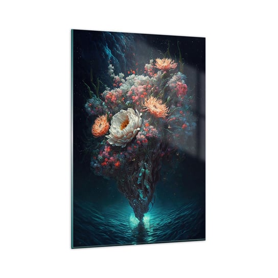 Obraz na szkle - Dziwny ogród - 80x120cm - Kwiaty Futurystyczny Rośliny - Nowoczesny szklany obraz na ścianę do salonu do sypialni ARTTOR ARTTOR