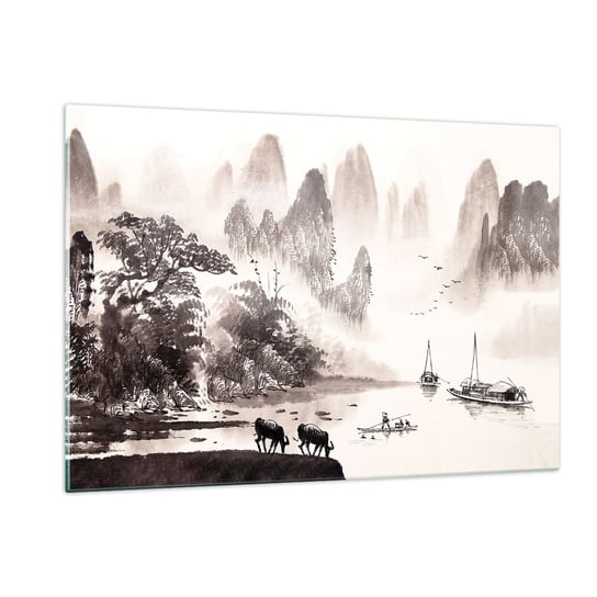 Obraz na szkle - Egzotyczna codzienność Wschodu - 120x80cm - Krajobraz Azja Sepia - Nowoczesny szklany obraz na ścianę do salonu do sypialni ARTTOR ARTTOR