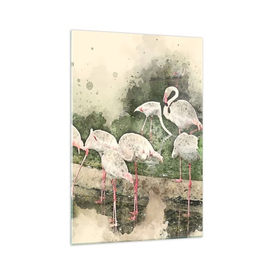 Obraz na szkle - Egzotyczny sen - 70x100cm - Ptaki  Flamingi Natura - Nowoczesny foto szklany obraz do salonu do sypialni ARTTOR ARTTOR