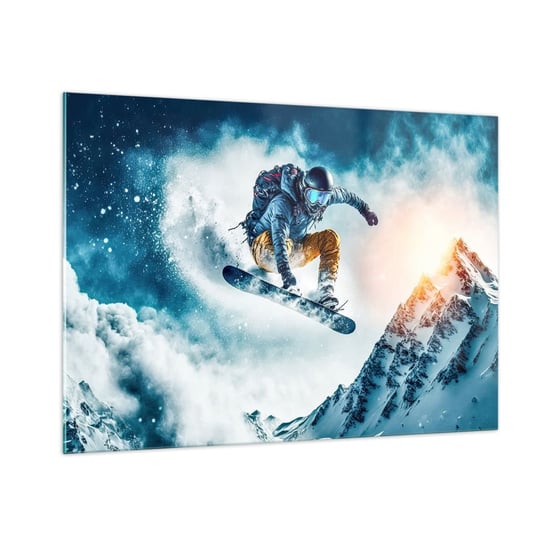 Obraz na szkle - Ekstremalne emocje - 100x70cm - Snowboard Sport Zima - Nowoczesny foto szklany obraz do salonu do sypialni ARTTOR ARTTOR