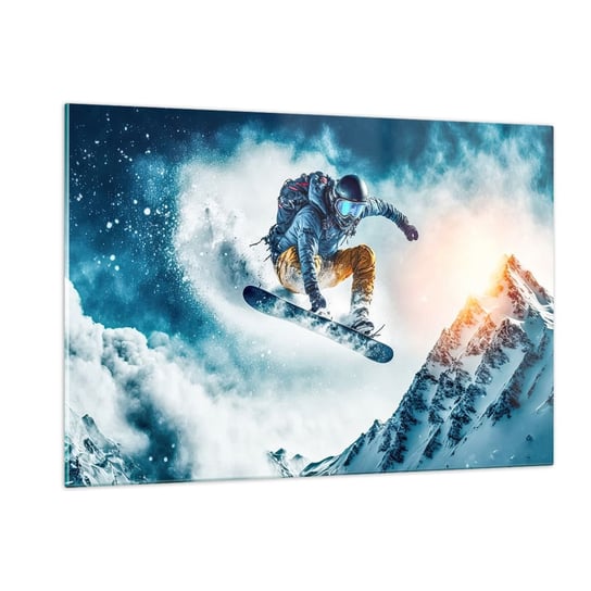 Obraz na szkle - Ekstremalne emocje - 120x80cm - Snowboard Sport Zima - Nowoczesny szklany obraz na ścianę do salonu do sypialni ARTTOR ARTTOR