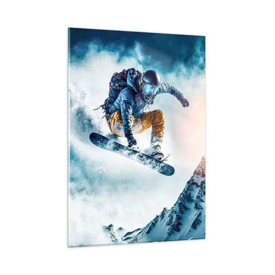 Obraz na szkle - Ekstremalne emocje - 50x70cm - Snowboard Sport Zima - Nowoczesny szklany obraz do salonu do sypialni ARTTOR ARTTOR