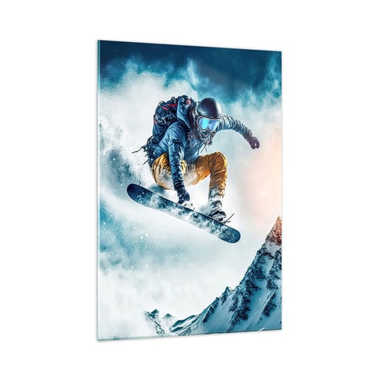 Obraz na szkle - Ekstremalne emocje - 70x100cm - Snowboard Sport Zima - Nowoczesny foto szklany obraz do salonu do sypialni ARTTOR ARTTOR
