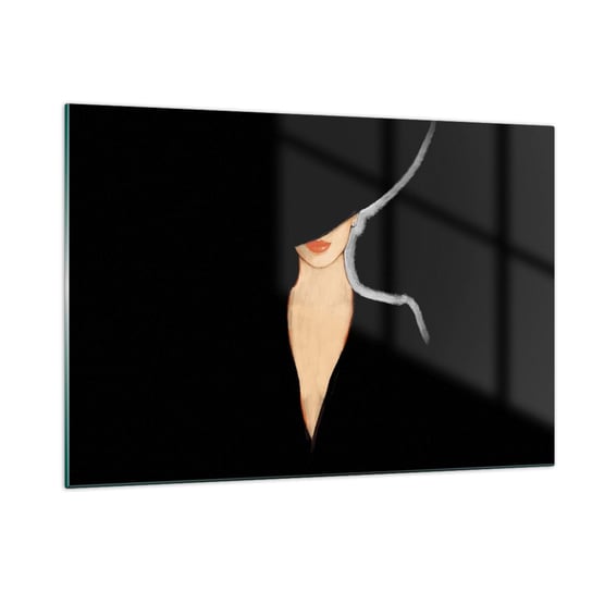 Obraz na szkle - Elegancja i styl - 120x80cm - Kobieta W Kapeluszu Moda Sztuka - Nowoczesny szklany obraz na ścianę do salonu do sypialni ARTTOR ARTTOR