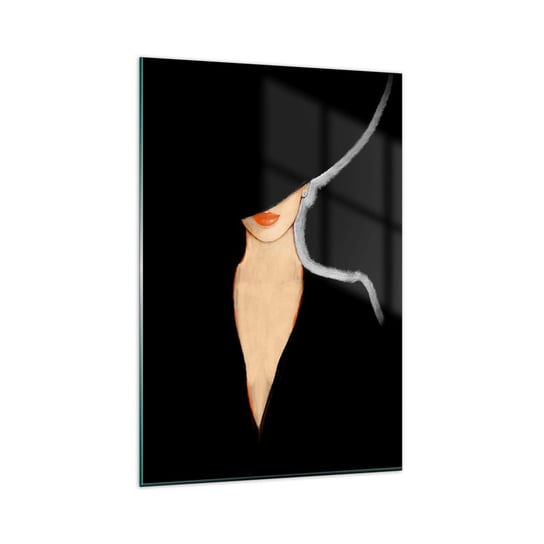 Obraz na szkle - Elegancja i styl - 80x120cm - Kobieta W Kapeluszu Moda Sztuka - Nowoczesny szklany obraz na ścianę do salonu do sypialni ARTTOR ARTTOR
