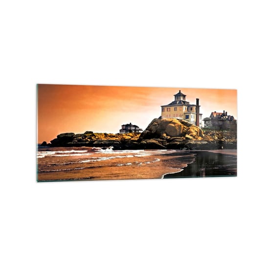 Obraz na szkle - Elegancja zachodniego wybrzeża - 120x50cm - Krajobraz Morze Klif - Nowoczesny szklany obraz na ścianę do salonu do sypialni ARTTOR ARTTOR