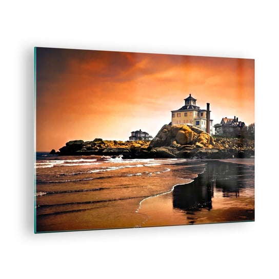Obraz na szkle - Elegancja zachodniego wybrzeża - 70x50cm - Krajobraz Morze Klif - Nowoczesny szklany obraz do salonu do sypialni ARTTOR ARTTOR