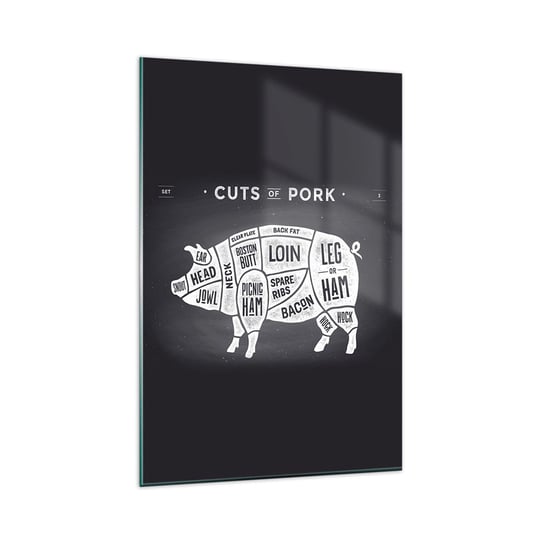 Obraz na szkle - Elementarz masarza - 80x120cm - Gastronomia Zwierzę Świnia Wieprzowina - Nowoczesny szklany obraz na ścianę do salonu do sypialni ARTTOR ARTTOR