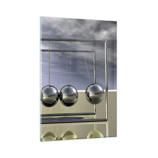 Obraz na szkle - Energia świata - 80x120cm - Wahadło Newtona Fizyka Abstrakcja - Nowoczesny szklany obraz na ścianę do salonu do sypialni ARTTOR ARTTOR