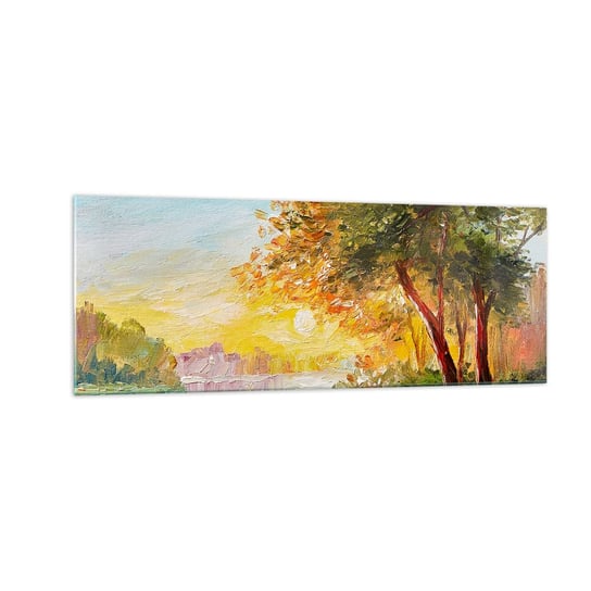Obraz na szkle - Et in Arcadia ego - 140x50cm - Krajobraz Rzeka Promienie Słońca - Nowoczesny szklany obraz do salonu do sypialni ARTTOR ARTTOR
