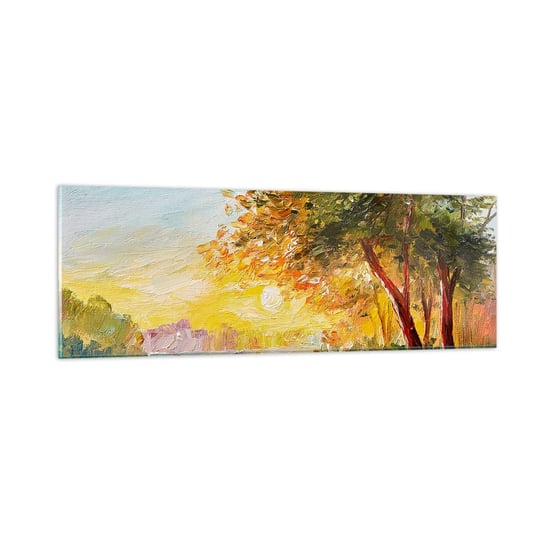 Obraz na szkle - Et in Arcadia ego - 90x30cm - Krajobraz Rzeka Promienie Słońca - Nowoczesny szklany obraz do salonu do sypialni ARTTOR ARTTOR