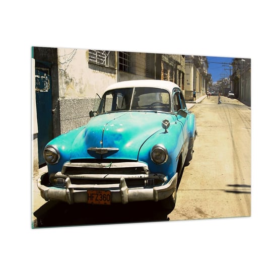 Obraz na szkle - Evviva Cuba! - 100x70cm - Motoryzacja Samochód Kuba - Nowoczesny foto szklany obraz do salonu do sypialni ARTTOR ARTTOR