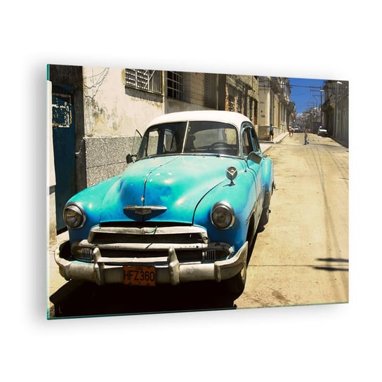 Obraz na szkle - Evviva Cuba! - 70x50cm - Motoryzacja Samochód Kuba - Nowoczesny szklany obraz do salonu do sypialni ARTTOR ARTTOR